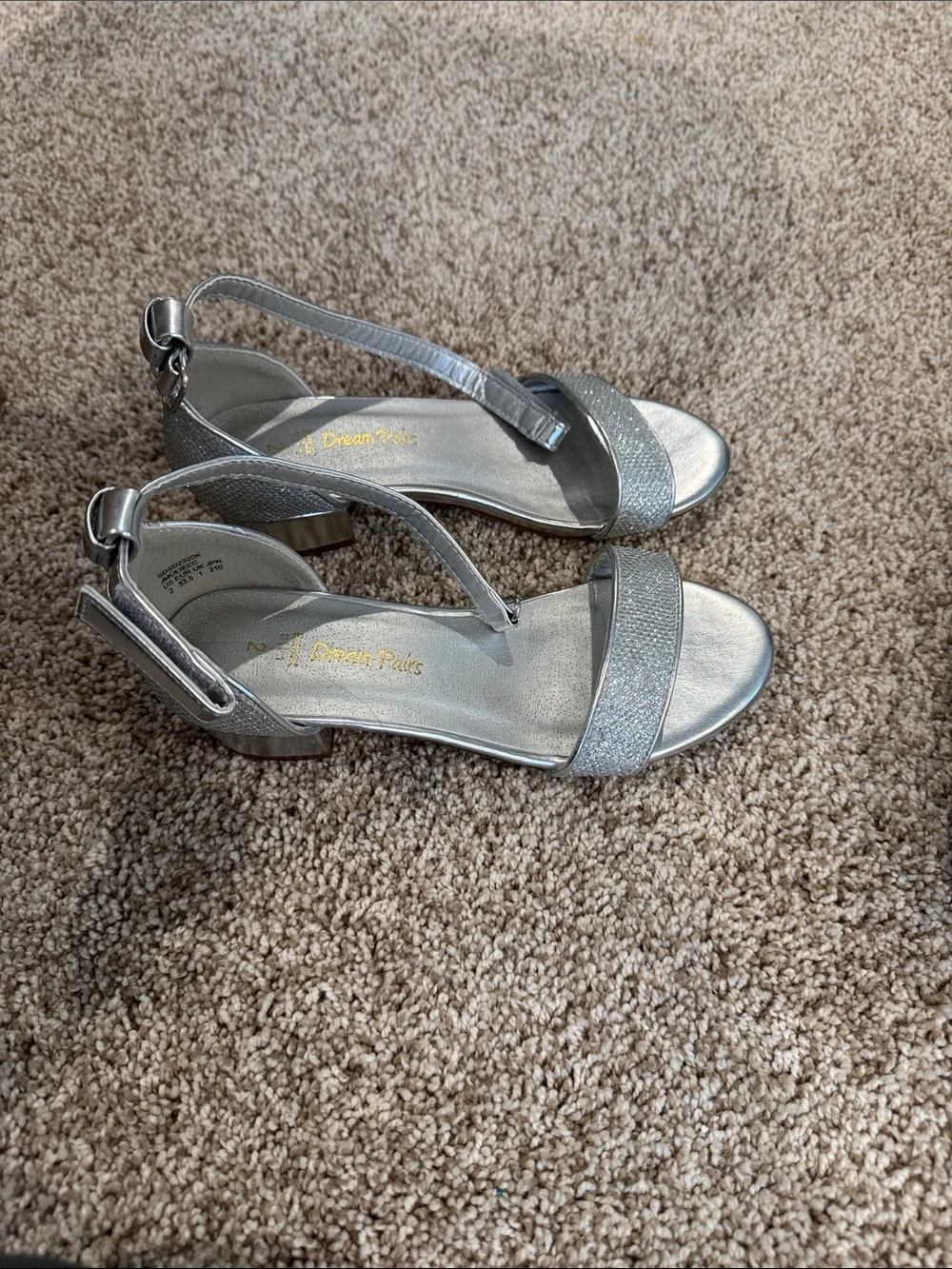 Dream Pairs Silver Glitter Ankle-Strap Sandals